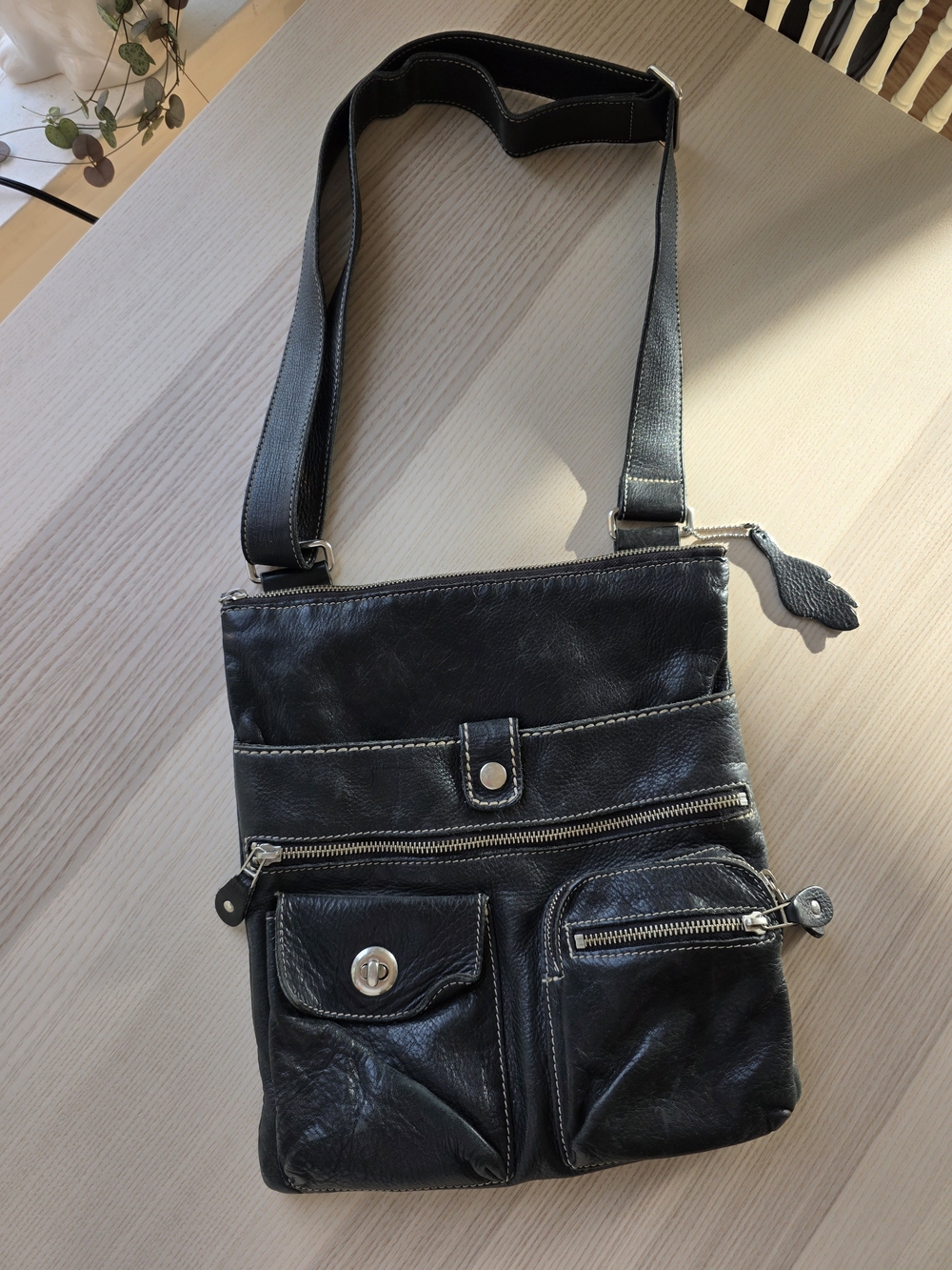 Damaged Roots Venetian Villager Leather Crossbody Bag
